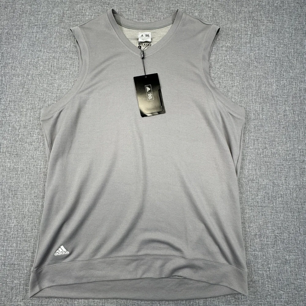 Adidas Golf Sweatshirt Vest Layer Mens L Cinder Grey‎ Relaxed Fit Sleeveless NEW